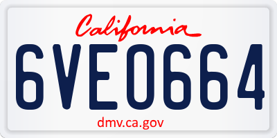 CA license plate 6VEO664