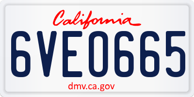 CA license plate 6VEO665
