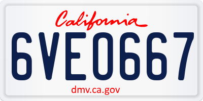 CA license plate 6VEO667