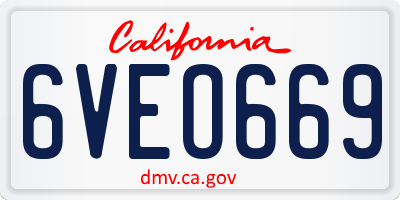 CA license plate 6VEO669