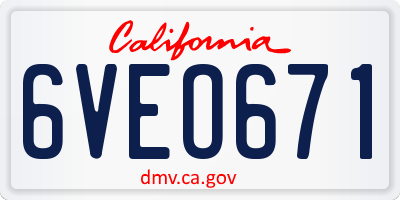 CA license plate 6VEO671