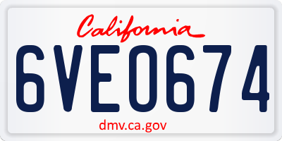 CA license plate 6VEO674