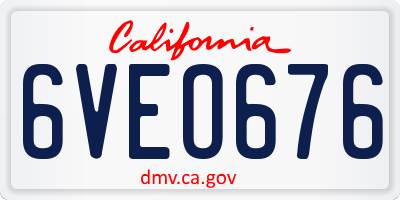 CA license plate 6VEO676