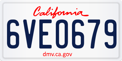 CA license plate 6VEO679