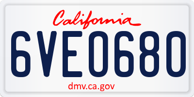 CA license plate 6VEO680