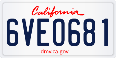 CA license plate 6VEO681