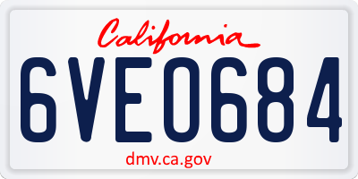 CA license plate 6VEO684