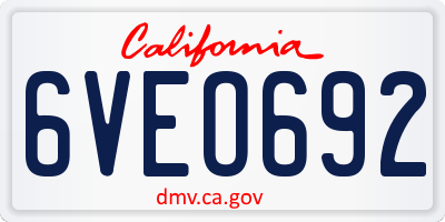 CA license plate 6VEO692
