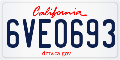 CA license plate 6VEO693