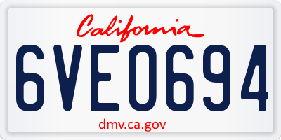 CA license plate 6VEO694