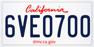 CA license plate 6VEO700