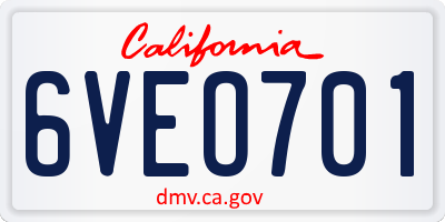CA license plate 6VEO701