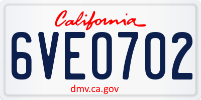CA license plate 6VEO702