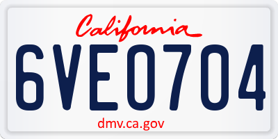 CA license plate 6VEO704
