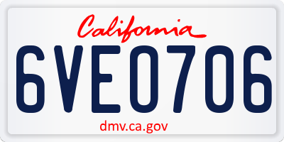 CA license plate 6VEO706