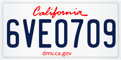 CA license plate 6VEO709