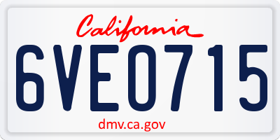 CA license plate 6VEO715