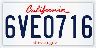 CA license plate 6VEO716