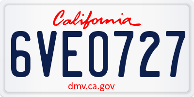 CA license plate 6VEO727