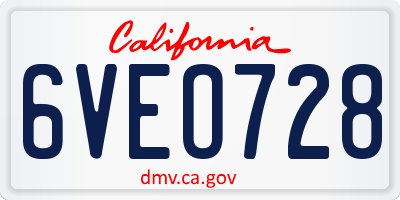 CA license plate 6VEO728