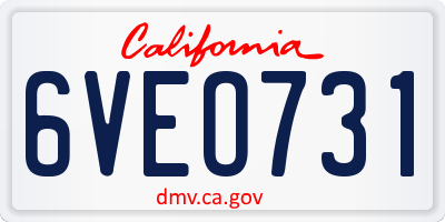CA license plate 6VEO731