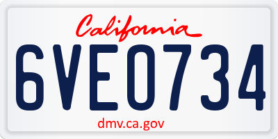 CA license plate 6VEO734