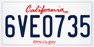 CA license plate 6VEO735