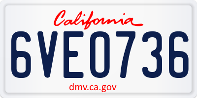 CA license plate 6VEO736