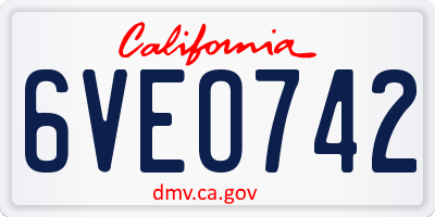 CA license plate 6VEO742