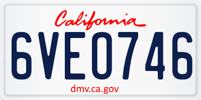 CA license plate 6VEO746