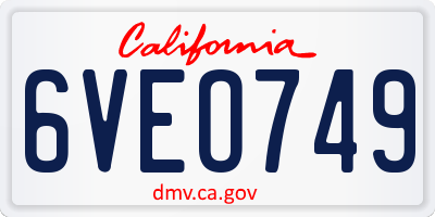 CA license plate 6VEO749