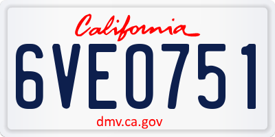 CA license plate 6VEO751