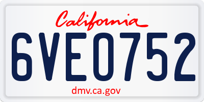 CA license plate 6VEO752