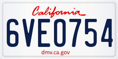 CA license plate 6VEO754