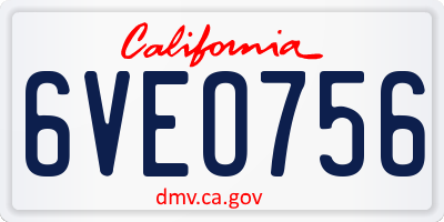 CA license plate 6VEO756