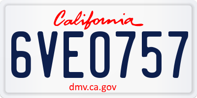 CA license plate 6VEO757