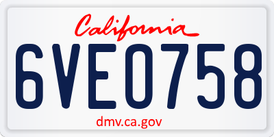 CA license plate 6VEO758