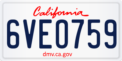CA license plate 6VEO759