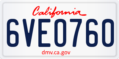 CA license plate 6VEO760