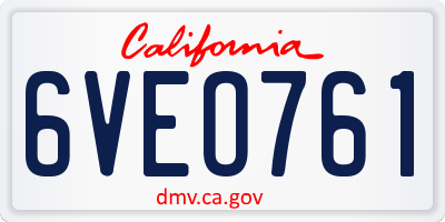 CA license plate 6VEO761
