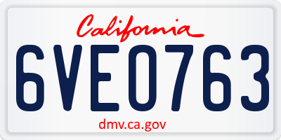 CA license plate 6VEO763