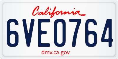CA license plate 6VEO764