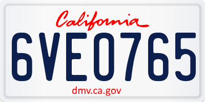 CA license plate 6VEO765