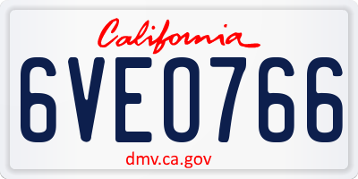 CA license plate 6VEO766
