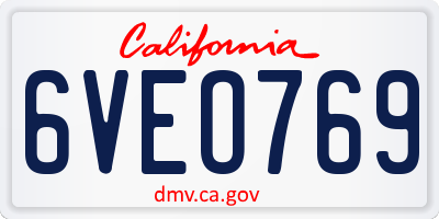CA license plate 6VEO769