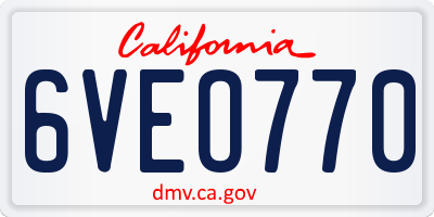 CA license plate 6VEO770