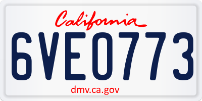CA license plate 6VEO773