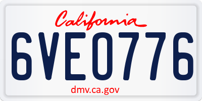 CA license plate 6VEO776