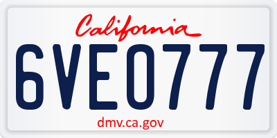 CA license plate 6VEO777