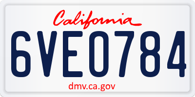 CA license plate 6VEO784